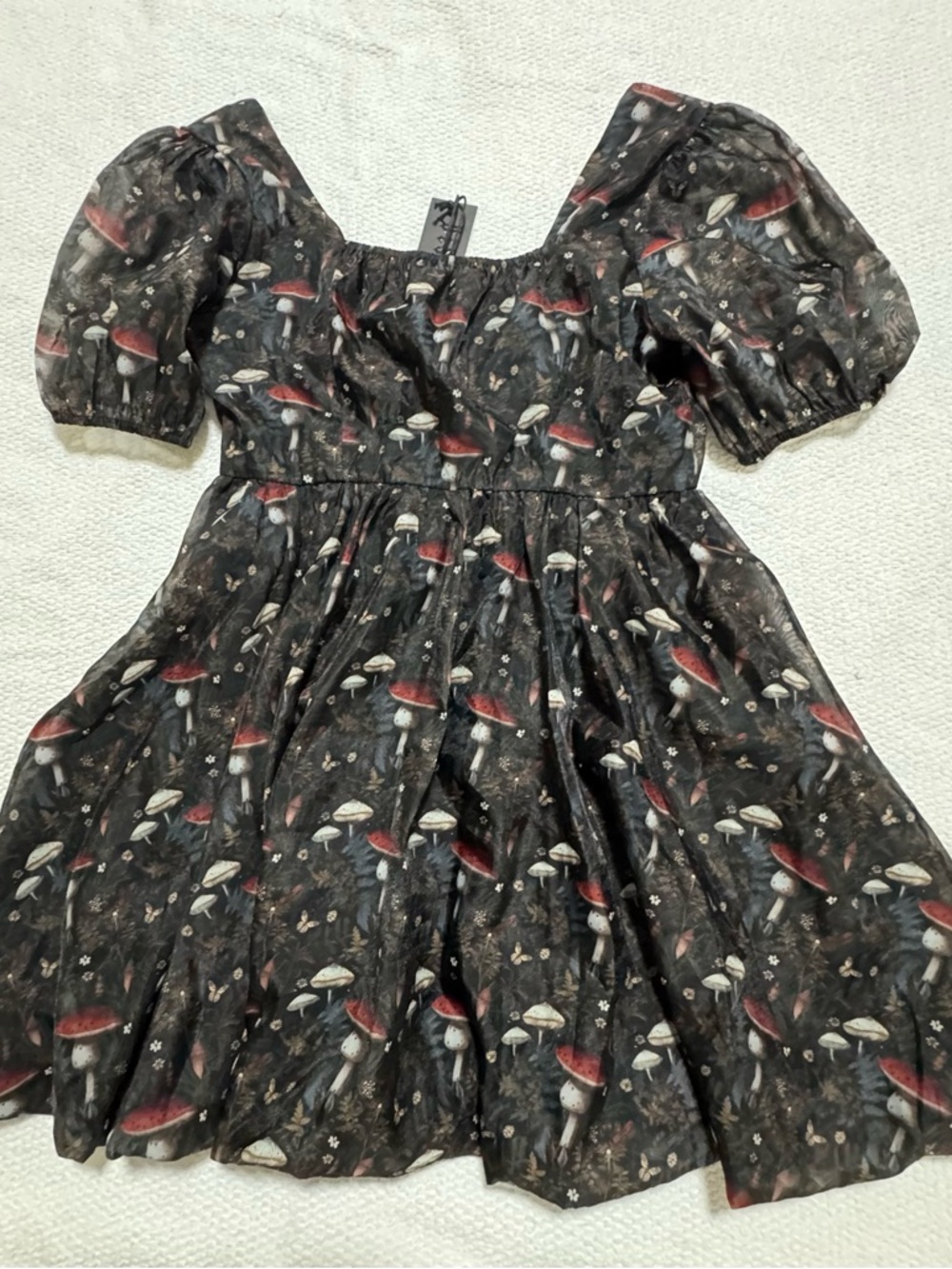 Disturbia Amanita Size 8 Organza Puffball Mini Dress Mushroom Print - Picture 12 of 12